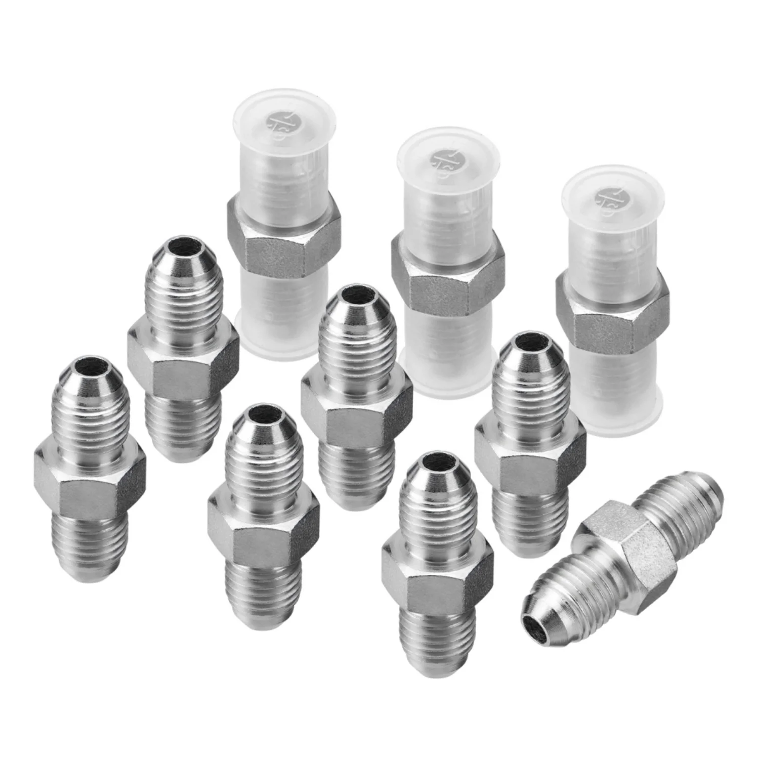 

10 Pack Hydraulic Hose Adapter Fittings: 1/4" JIC Male X 1/4" JIC Male, Straight Tube Hydraulic Connectors With Protection Cover