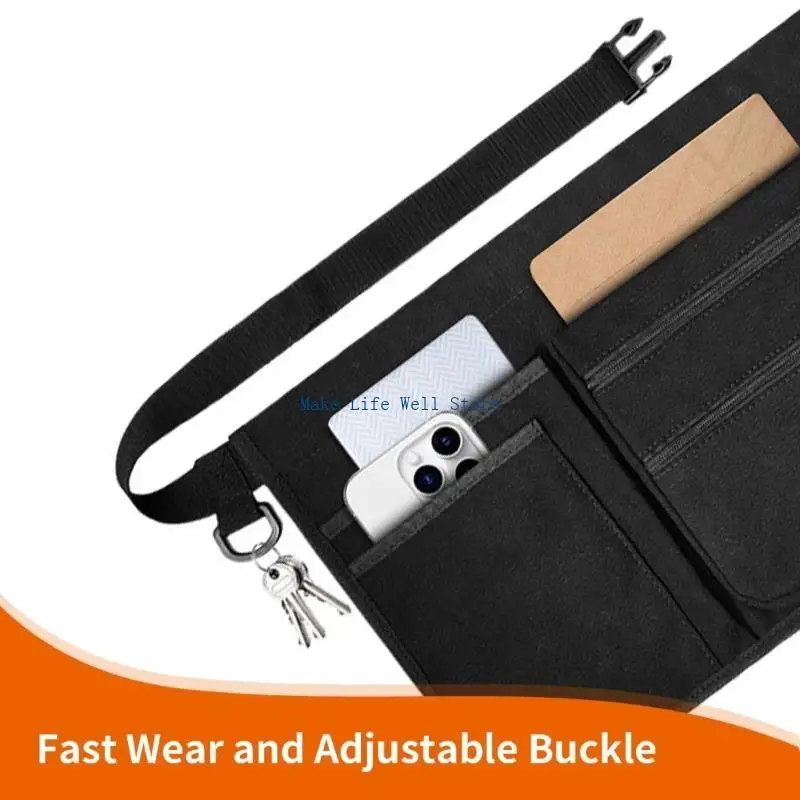 Oil Proof Cotton Waist Pack Multi Functional Storage Solution Ergonomic 296g Design For Servers Cooks Gardeners