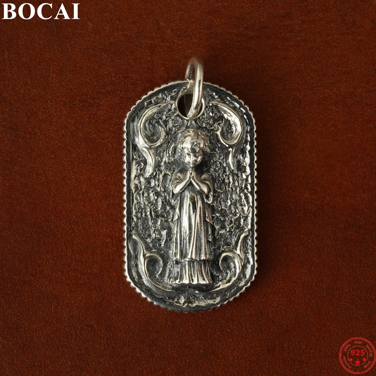 

BOCAI S925 Подвески из стерлингового серебра для женщин и мужчин Ретро рельефный ангел молитва амулет Шарм модные модные ювелирные изделия оптом