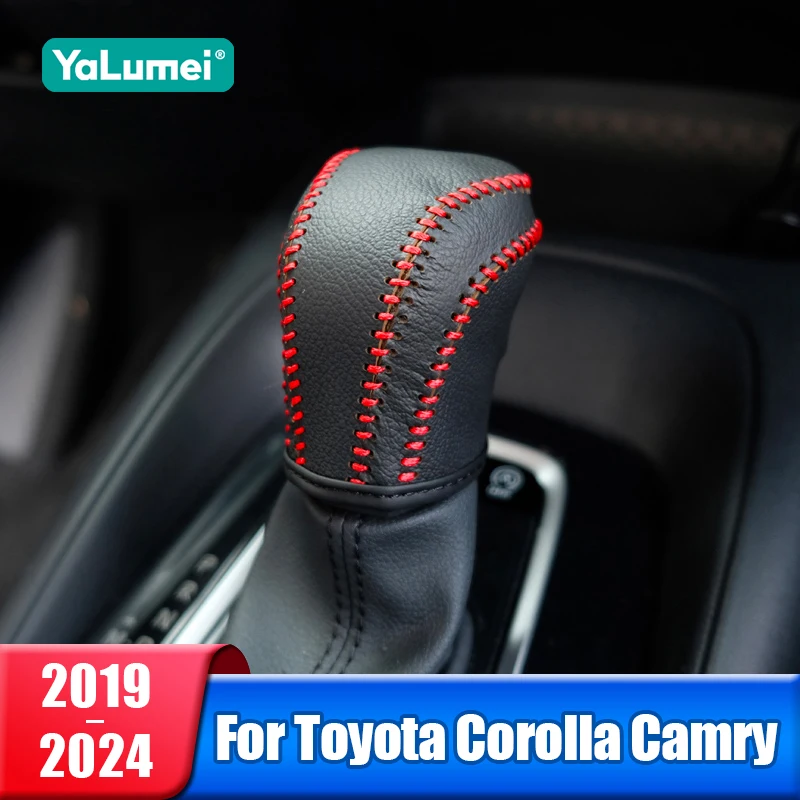 

Leather Car Gear Shift Knob Gear Head Cover For Toyota Corolla E210 Camry XV70 2019 2020 2021 2022 2023 2024 Hybrid Accessories