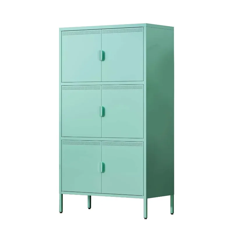 New Trending Metal Storage Cabinet with 6 Doors and 4 Shelves Steel Office  Locker   for  Home Garage