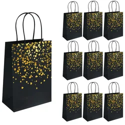 5/10PCS Black Brown White Bronzing Paper Bags Portable Birthday Gift Paper Bags Shopping Birthday Wedding Christmas 22x16x8cm
