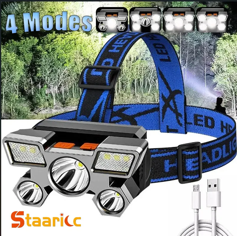 1-10PCS Powerful Rechargeable Head Flashlight for Fishing Led Headlamp Nitecore Camping Headlights Hunting Torch Hiking Front