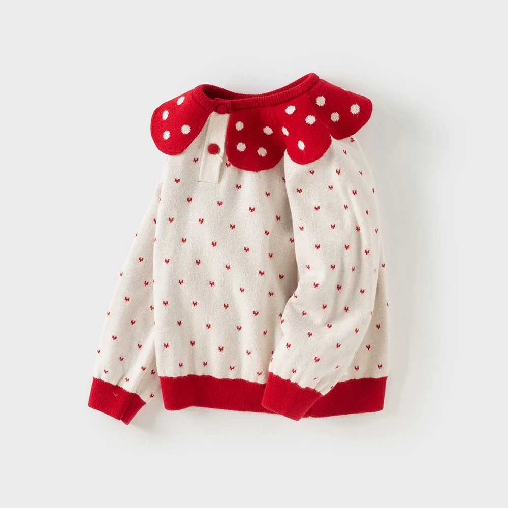 Dave Bella Girls Baby Sweater Pullover Charm Sweet Cute Petal Collar Children Knitwear Girls' Knitted Cardigan Party DB4254730