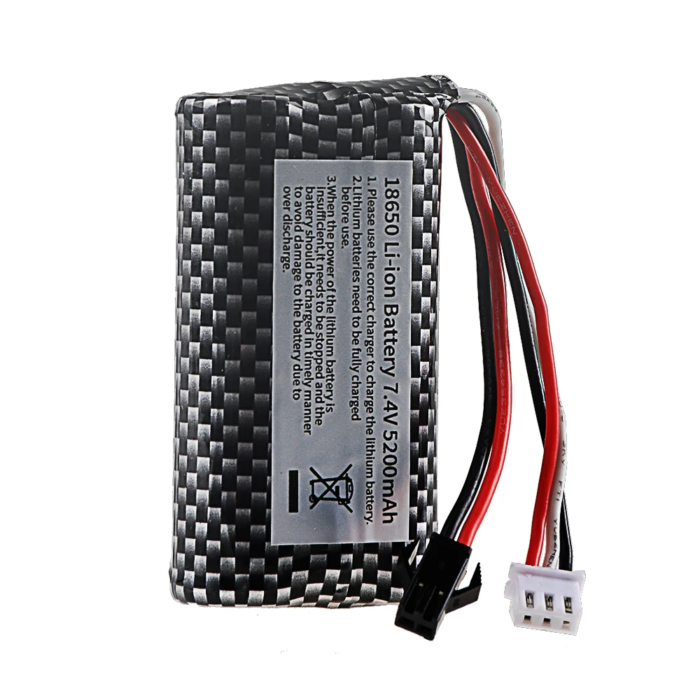 18650 7.4V 5200mAh Li-ion battery with Charger For WPL MN99S D90 U12A S033g Q1 H101 Rc Toys Cars Boats Cars Drones Accessories - view 5