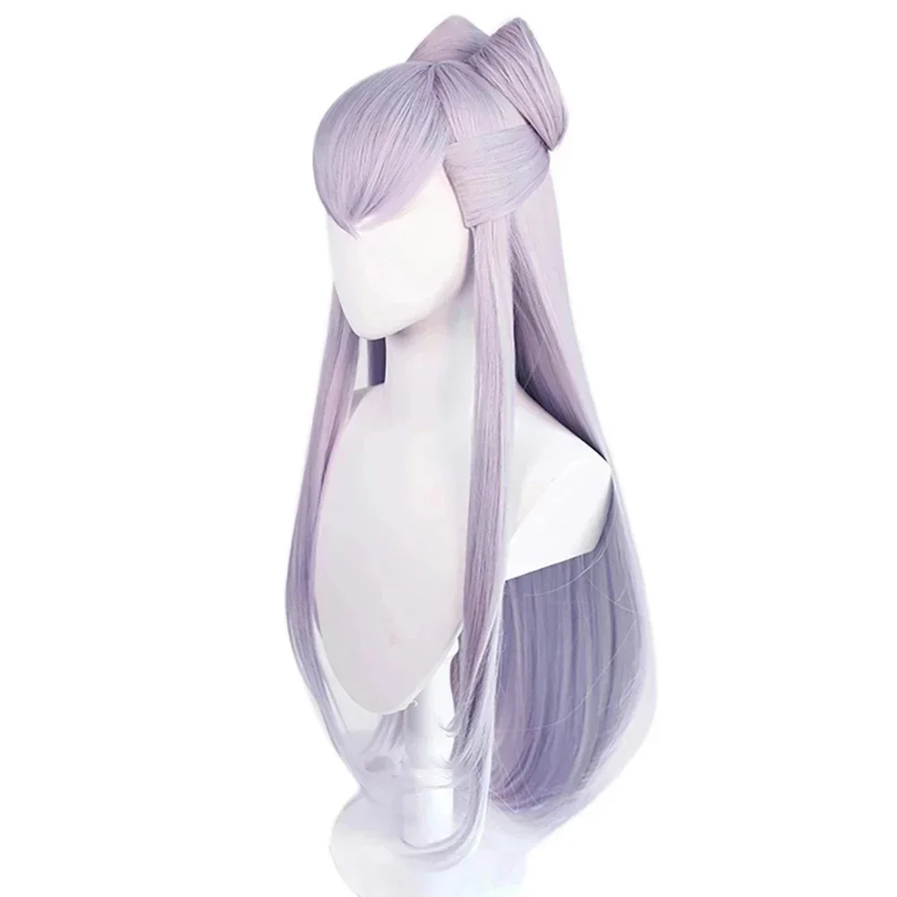 CosplayKDA Baddest Evelynn Cosplay Wig  KDA Long Hairpiece With Buns Heat Resistant Synthetic Hair Game Role Play Wigs + Wig Cap
