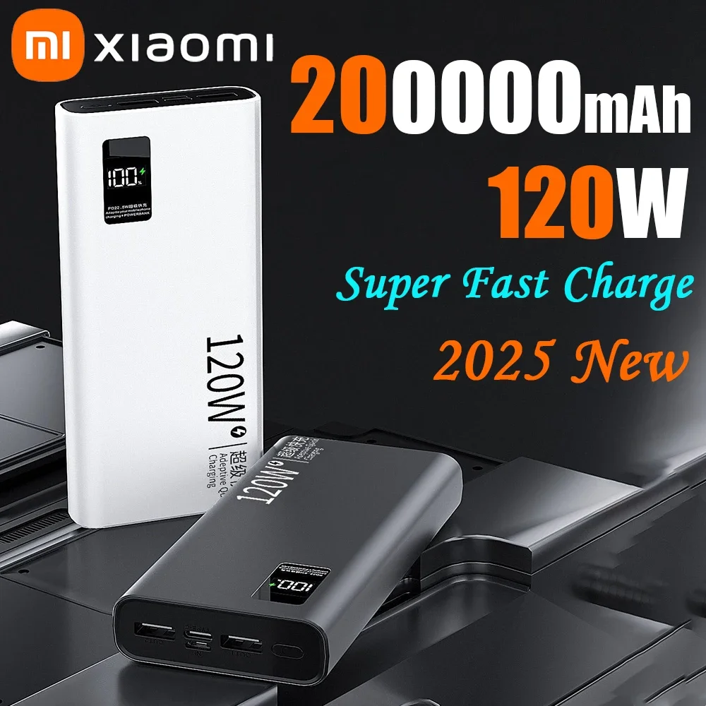 

Xiaomi 200000mAh High Capacity Power Bank 120W Super Fast Charging Power Bank Portable Battery Charger For iPhone Samsung Huawei
