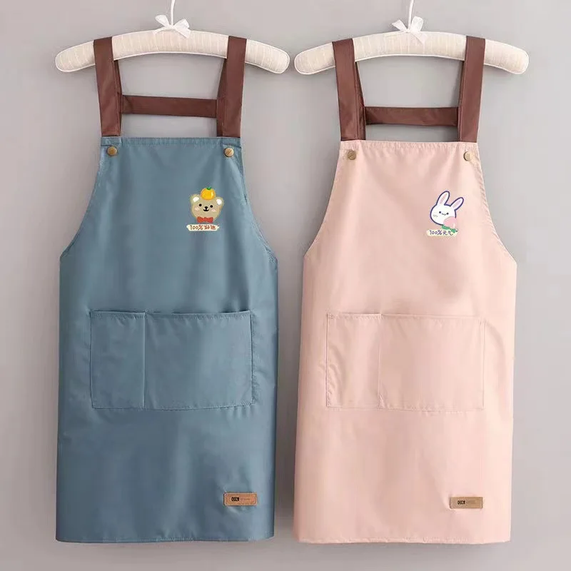 

Waterproof Oil-Proof Aprons Lovely Korean Strap Style Aprons Household Kitchen for Men Women