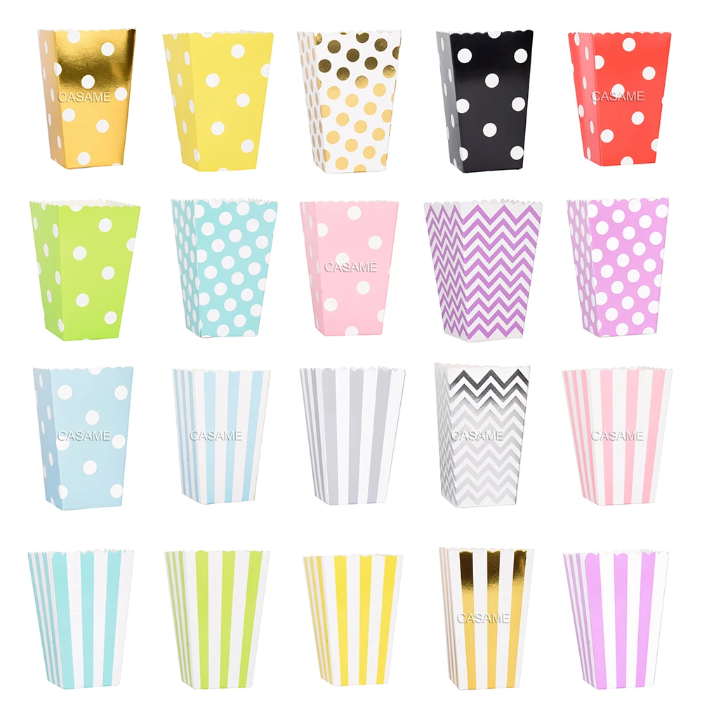 New! 12PCS/Lot Popcorn Box/Cup Pink Theme Party Decoration For kids Happy Birthday Christmas Wedding Party Baby Shower Supplies