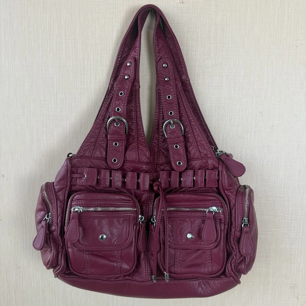 

Angel kiss Bag Women Wine Handbags Satchel Top-handle Handbag PU Shoulder Bag Fashion Dumpling Pack Multi-pockets Shoulder Bags