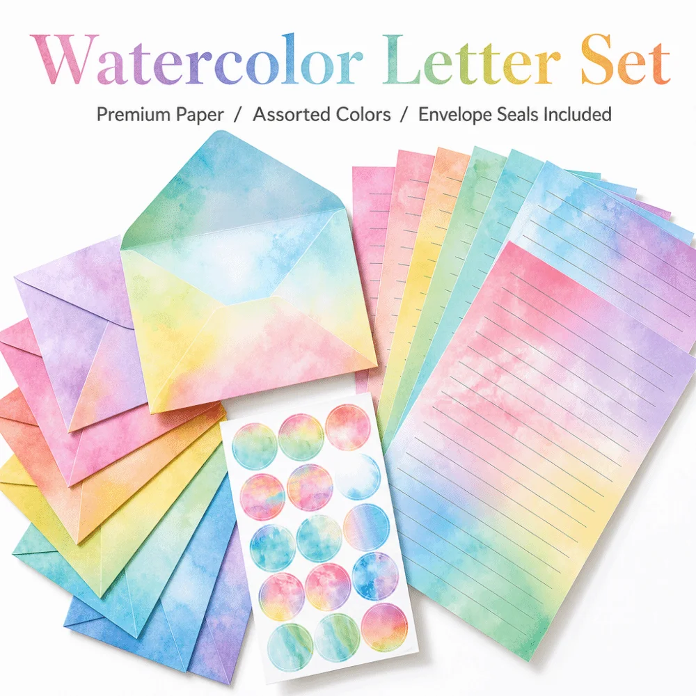 160PCS Watercolor Letter Paper Set Writing Paper Seal Stickers Invitation Letter Envelope Set Artistic Design DIY