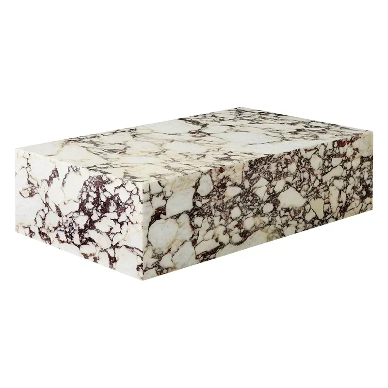 Calacatta Viola Natural Marble Square Column Pillar, Model Villa Living Room Art Italian Luxury Stone Side Tea Desk