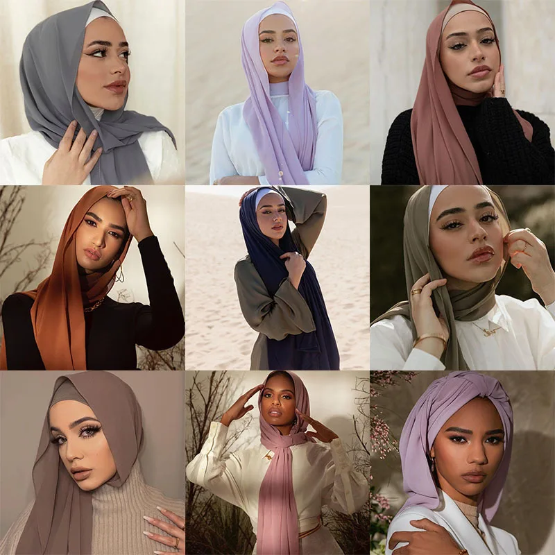 بلون اللؤلؤ وشاح شيفون المرأة شال طويل التفاف ماليزيا رائجة البيع أنيقة الصلبة لهجة شير تنفس خفيفة الوزن #1