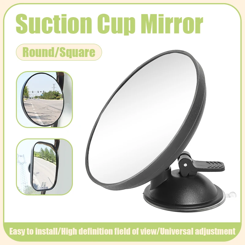 Suction Cup Mirror for Car Blind Spot 360 Degree Adjustable Wide Angle Convex Mirror Square/Round Car Auxiliary Covers Auxiliary