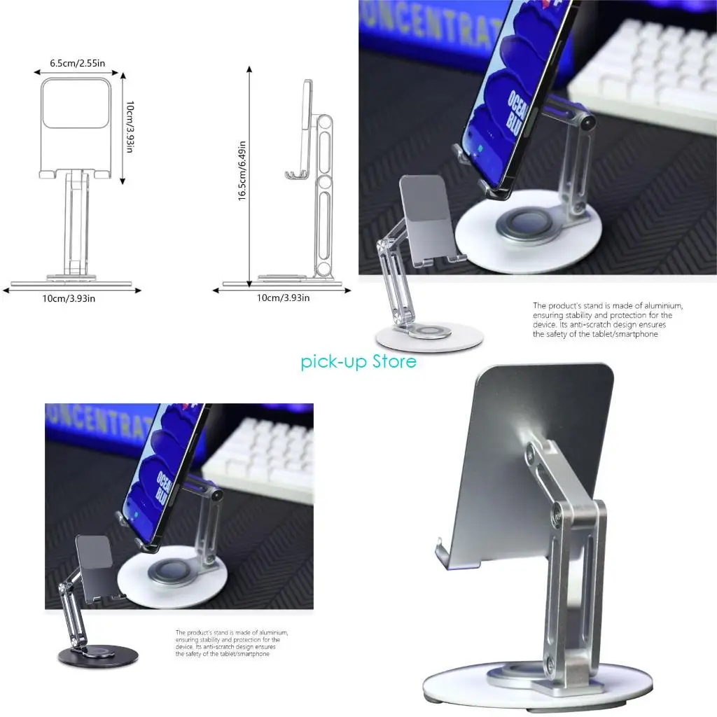 

Q5WA Aluminum Phone Stand Stable & Portable Phone Hold 360 Degree Rotating Phone Stand Suitable for Tablets & Mobile Devices