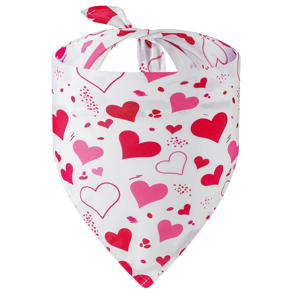 Sucado Custom Love Heart Cartoon Printed Polyester Triangle Pet Scarf Dog Bandana Valentine's Day Clothing Supplies New Design