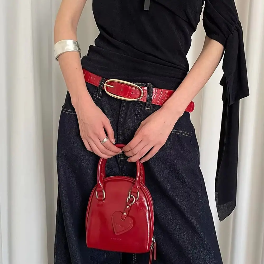 

Korean Designer Women's Belt Luxury Red Black Coffee Y2k Waist Belt PU Leather Casual Dress Jeans Belt Streetwear