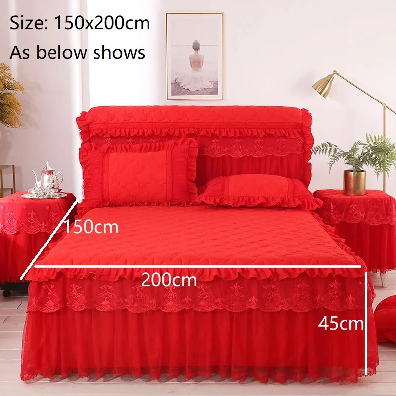 

Princess Thicken Padding Bed Skirt Non-slip Flat Bed Skirt Quilted Bedspread Soft Warm King Queen Bed Skirt Without Pillowcase