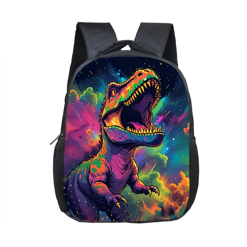 Mochila de impressão de dinossauro bonito para crianças, mochila escolar para meninas do jardim de infância, crianças, presente, 2-4 anos, T-rex, esqueleto, 12"