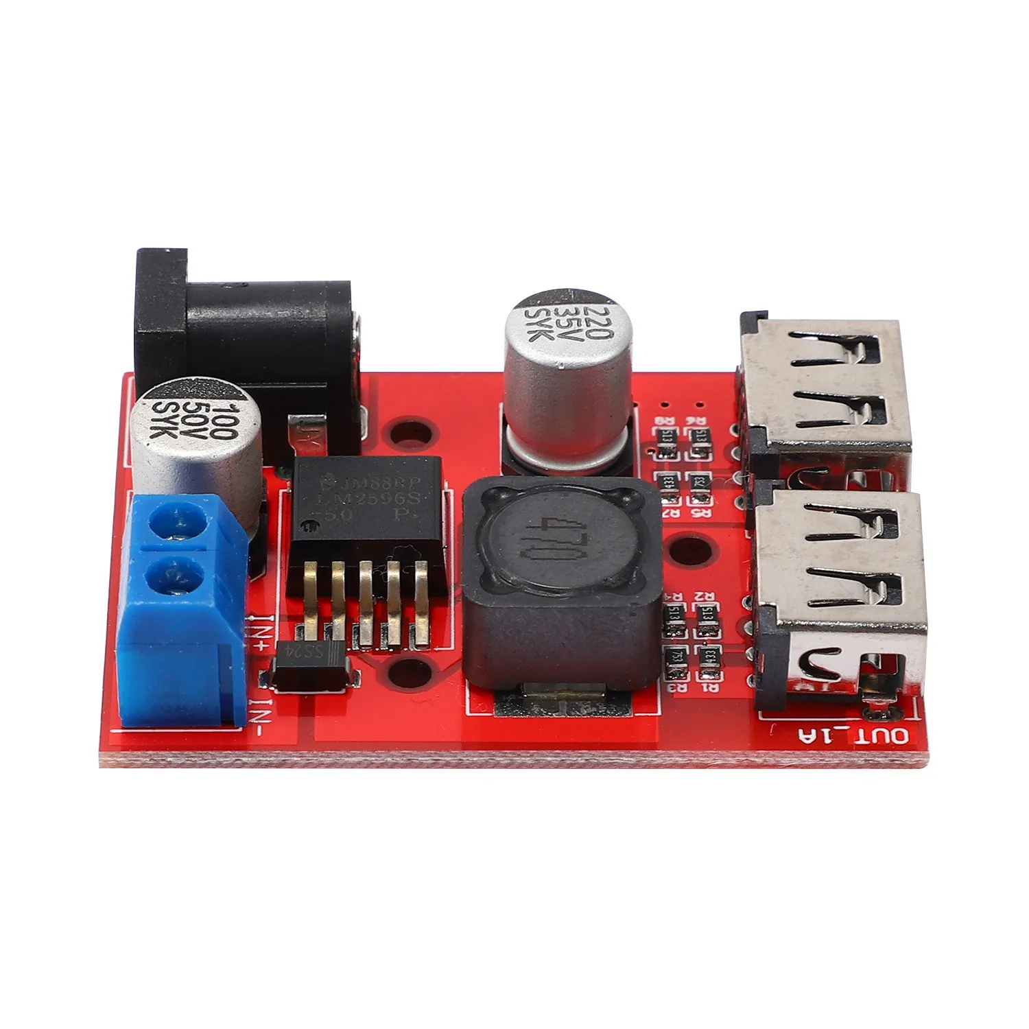 SCLS  LM2596S Dual USB DC-DC 9V 12V 24V 36V to 5V 3A Buck Converter Board Car Charger Solar Power Supply Module