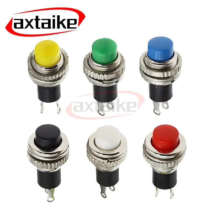 

5PCS DS-314 DS-316 Panel Mount 10mm Momentary OFF-(ON) Circular Doorbell Horn Power Start Push Button Switch Upper Screw Thread