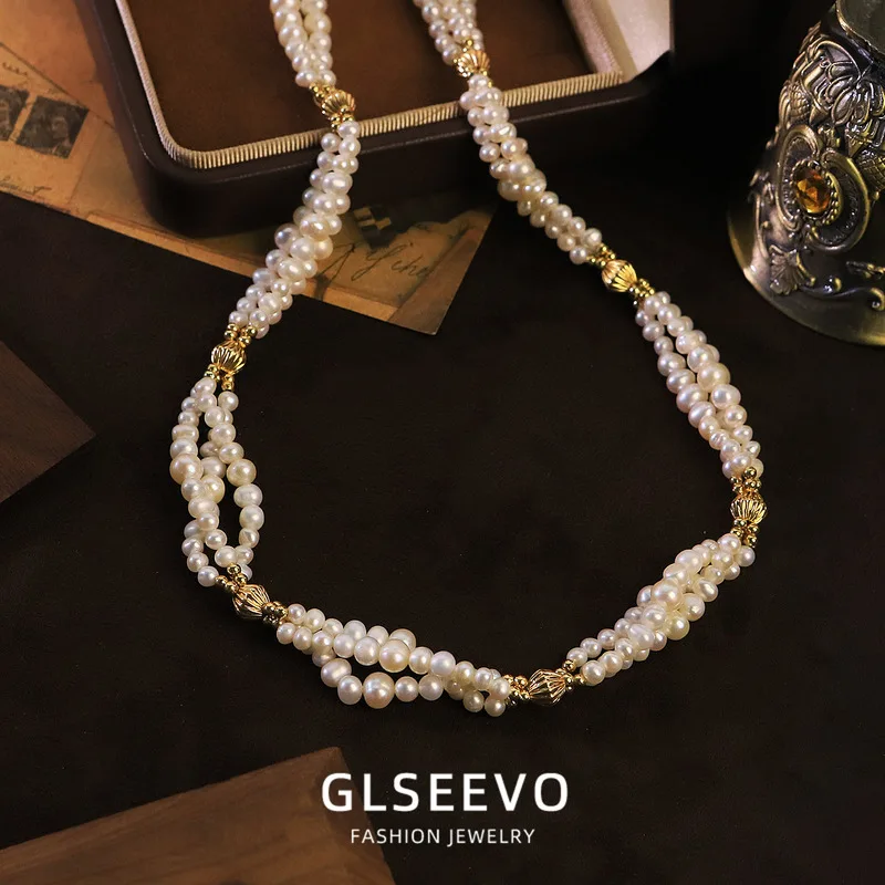 Natural Freshwater Pearl Multi-Layer Necklace, A Fashionable And Versatile Clavicle Chain Women