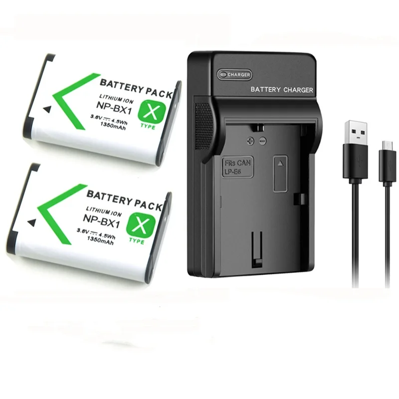 

1350mAh NP-BX1 NPBX1 Camera Battery + USB Charger for Sony DSC RX100 RX1R M3 M2 WX350 HX300 WX300 HX400 HX50 HX60 HDR AS50 AS300