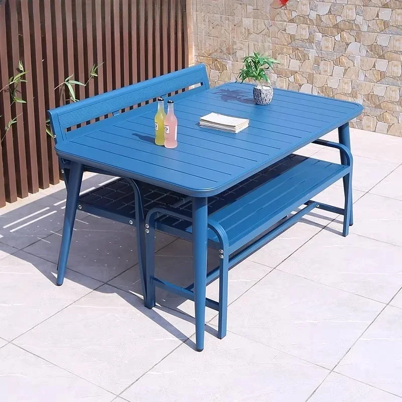 Outdoor balcony leisure commercial waterproof sunscreen aluminum alloy three-piece table and chair combination