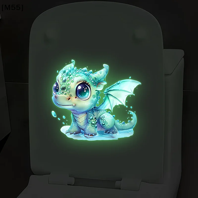 Fluorescent Blue Dragon Wall Sticker Glow-in-the-Dark Toilet Sticker Self-Adhesive Removable Home Bathroom Decor[M55][M55]