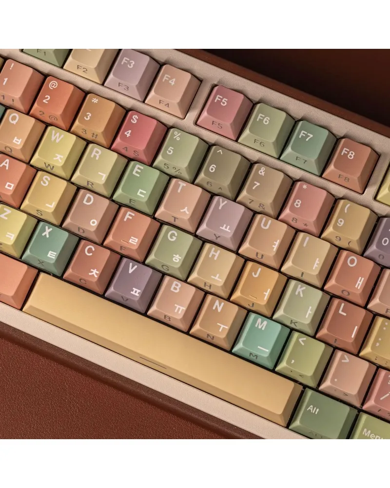 

Double Engraved Jelly Style Light Transparent PBT Keycaps Full Original Set Korean Russian Thai Layout For Wooting