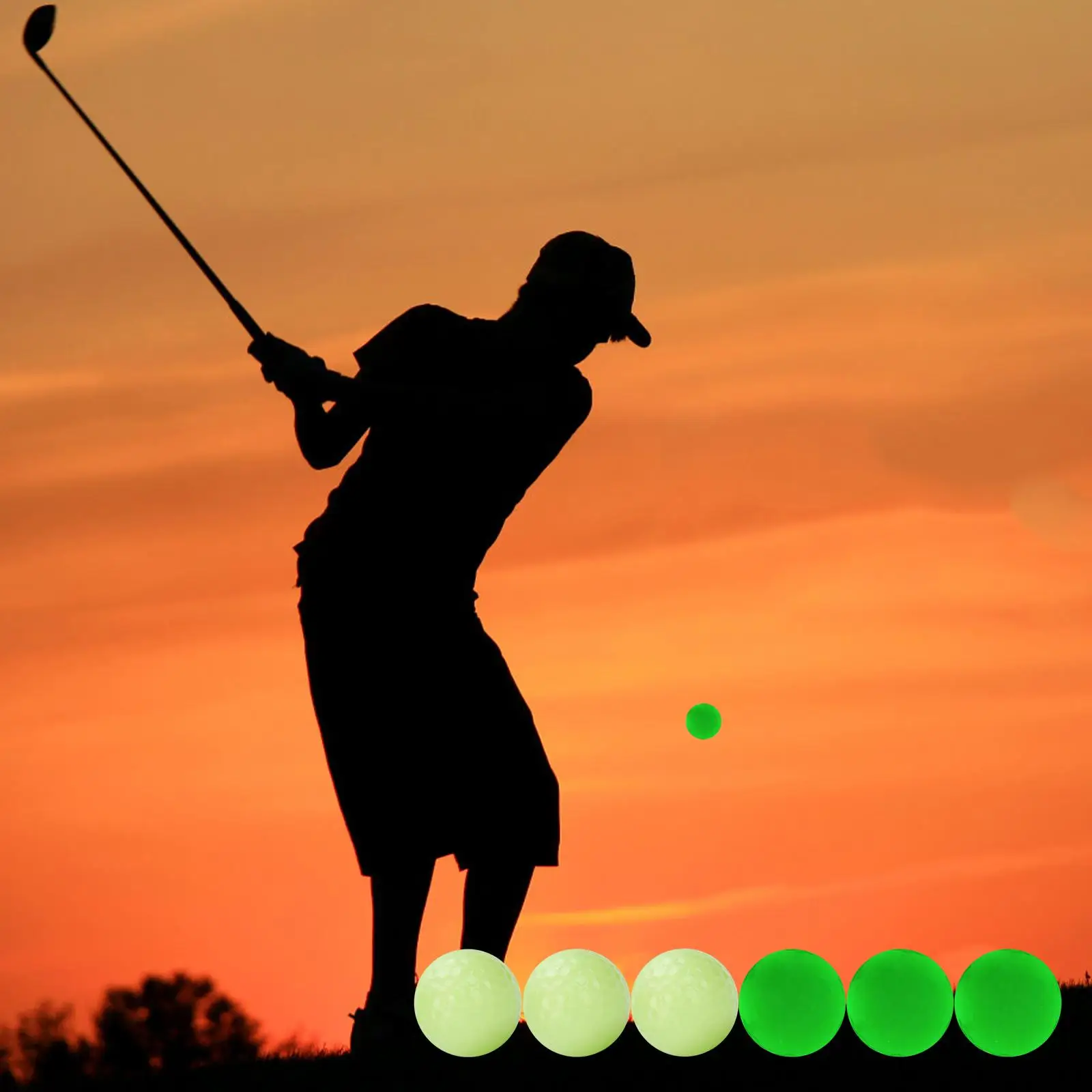 6x Luminous Night Golf Ball Glowing in The Dark Golf Night Glow Balls for Tournament Training Hitting Practice Golfer Gift