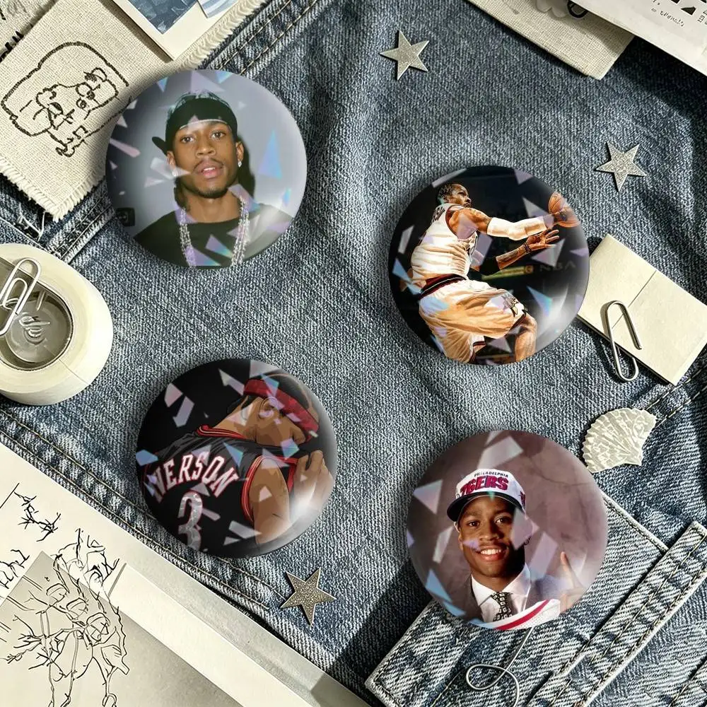 Allen Iverson Basketball star Brooch Metal Decorative Brooch Pins for Backpack Clothes Jacket Accessories,Souvenir.