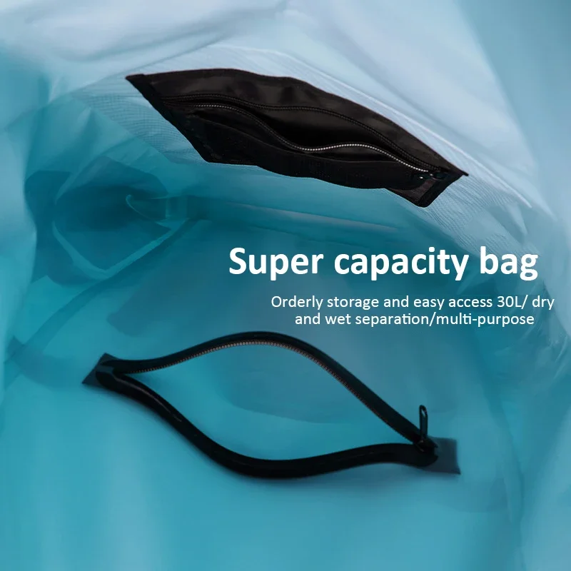 30L PVC Swimming Waterproof Dry Bag Double Straps Rafting Sports Kayaking Canoeing Swimming Bag Travel Kit Backpack Storage Bag