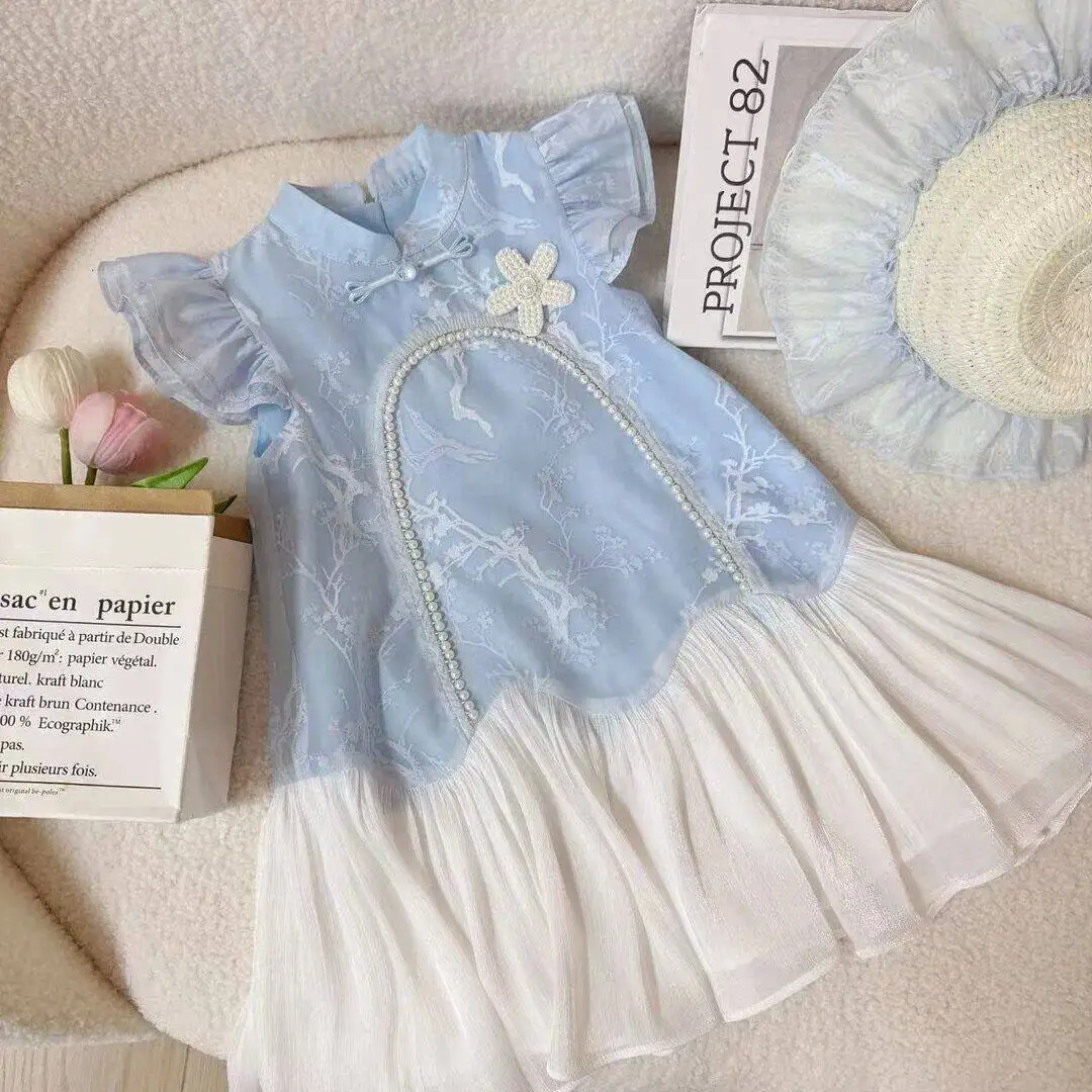 Girls' Chinese style new summer cheongsam dress 2026 children's fashionable baby dress