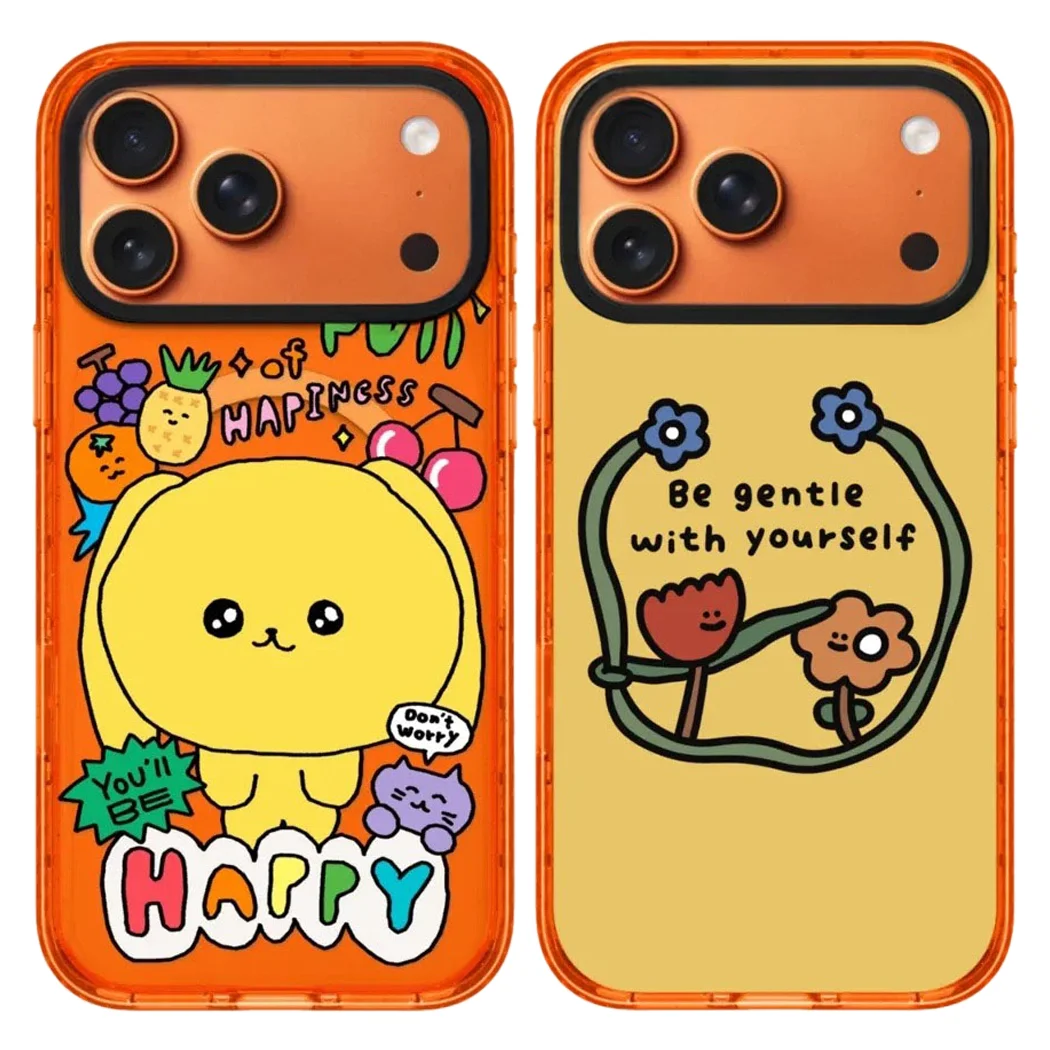 

Happy Orange Border Magnetic Case: Compatible With IPhone 17 16 15 14 13 12 Pro Max 17 Air