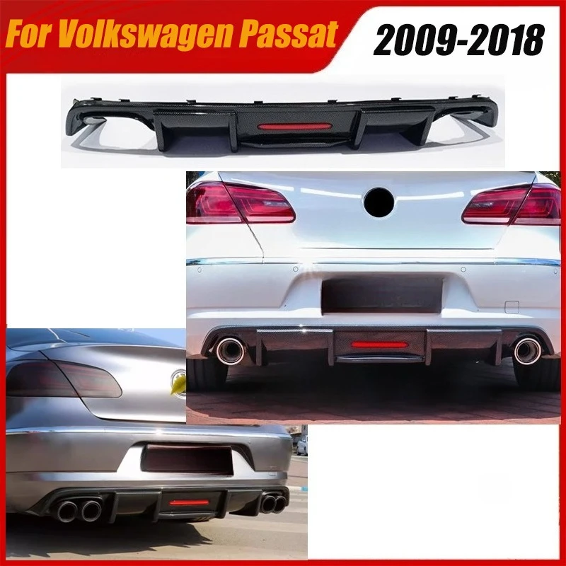 

For Volkswagen Passat CC Spoiler 2009-2018 Car Shark Style LED Light Diffuser Rear Bumper Guard Lip Refit Accessories Body Kits