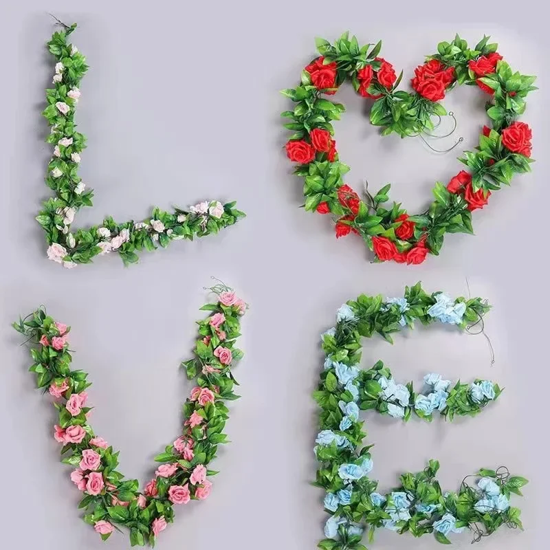 240Cm Artificial Flowers for Decoration Garland Plants Fake Vine Rose Flowers String Creeper Wedding Decoration Party Home Decor