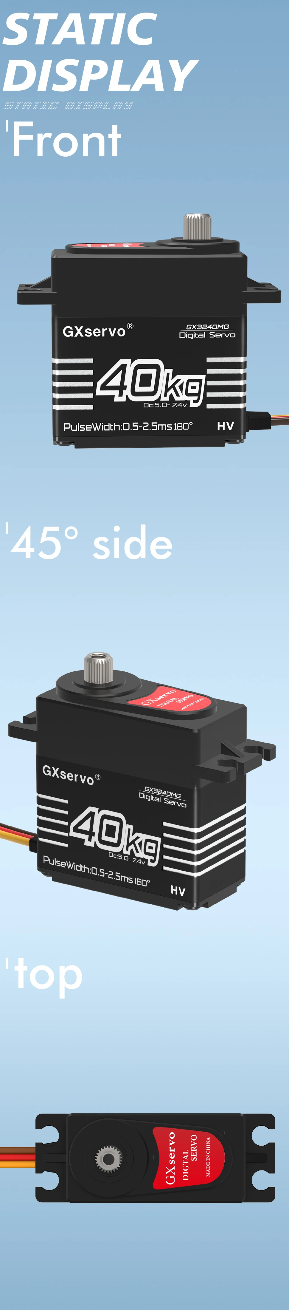 1pcs/2pcs 40kg Servo RC IP65 Waterproof 180/270 Degree Digital Servo for 1:8 1:10 TRX6 Scx10 RC Crawler Car Robot