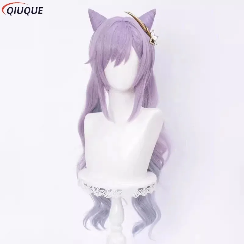 qq023Keqing Cosplay Costume with Headwear Ke Qing Wig Shoes Women Girl Dress Uniform Set Halloween Carnival Party Role Play Outf