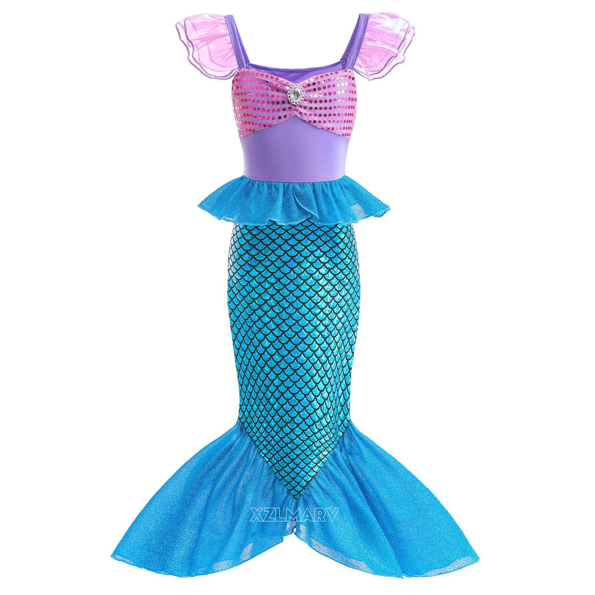 Girl Princess Mermaid Ariel Costume For Girls Kids Cosplay Children Carnival Birthday Party Prom Clothes Summer Dress Vestido