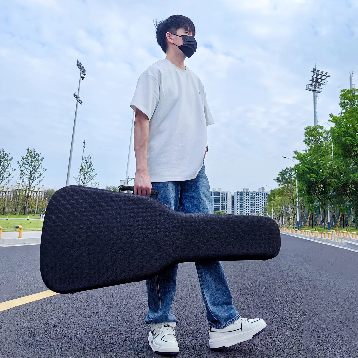 Guitar Case Waterproof Electric Guitar Bag Padded Instrument Backpack Hard Shell Instrument Bag Lightweight Flight Shockproof