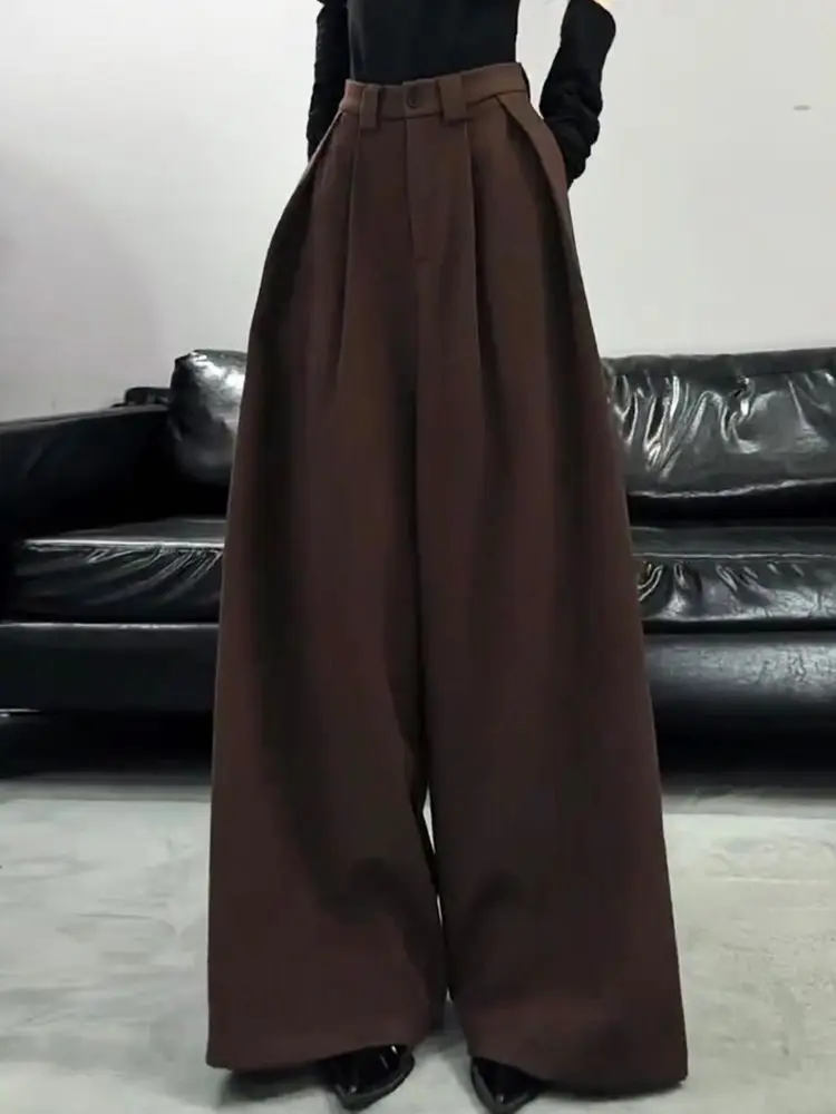 

High Waisted Wide Leg Pants for Women in Autumn and Winter, Double-sided Woolen Fabric, Comfortable Design, Casual Pants