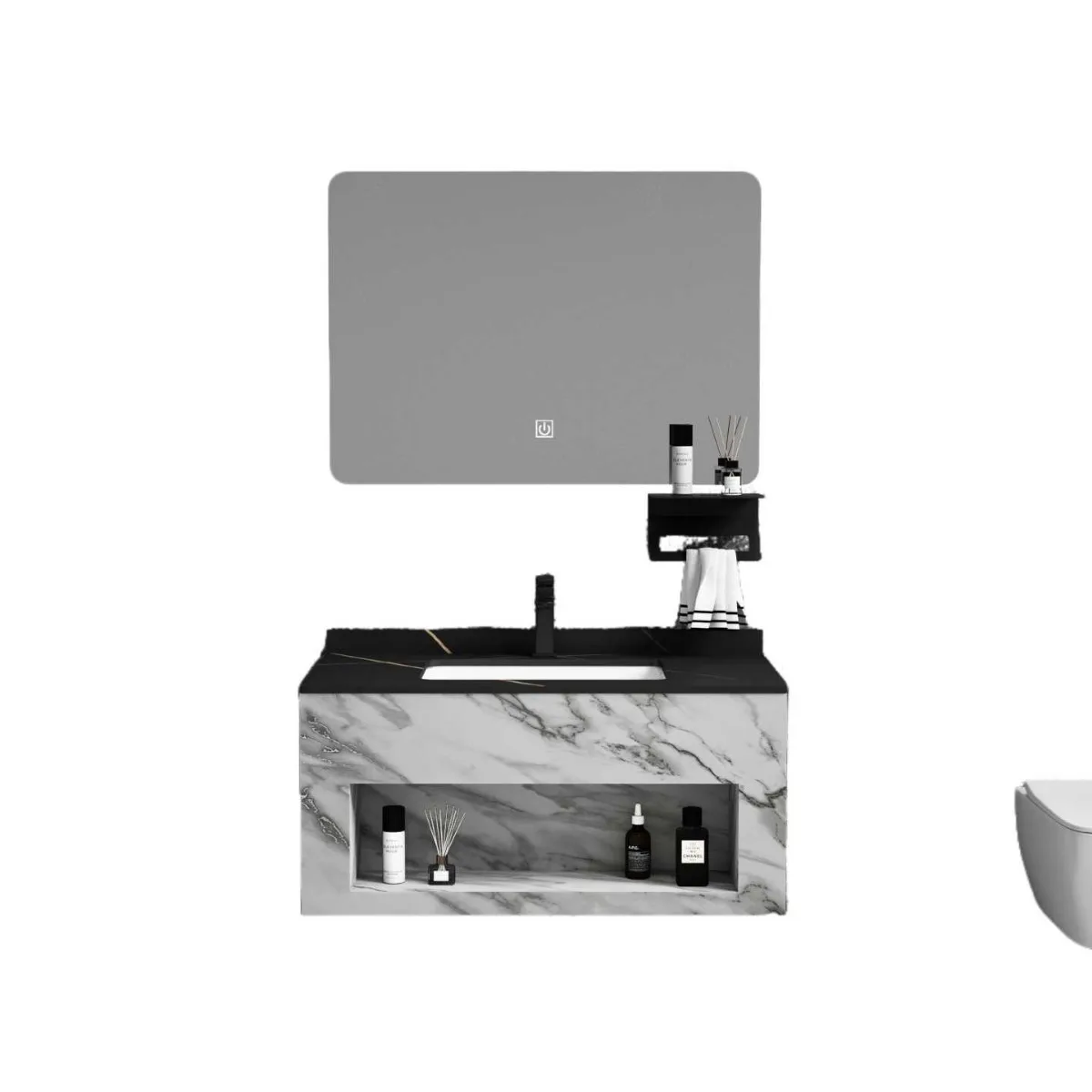 DSA metal slate bathroom counter under basin smart mirror toilet waterproof splash resistant wash basin vanity vanity