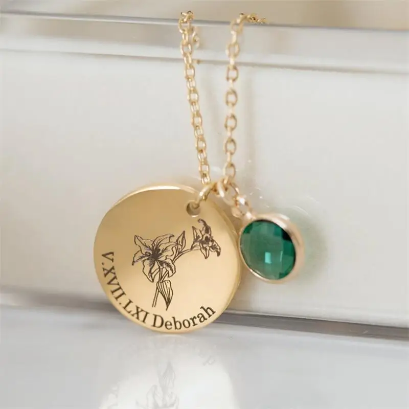 Personalized Birthstone Necklace Gift for Mom New Mom Gift Grandma Gift Flower Necklace Handmade Jewelry Birthday Gift for Women
