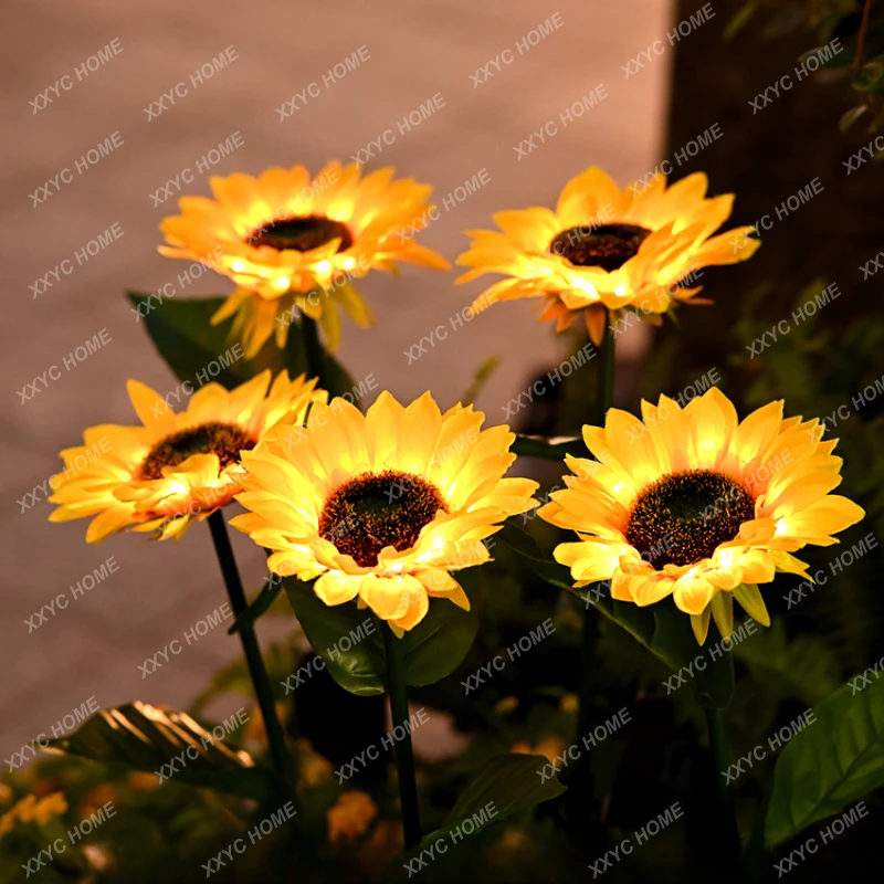 Solar Garden Lamp Outdoor Waterproof Garden Sunflower Light Plug-in Lawn SUNFLOWER Landscape Atmosphere Decorative Light