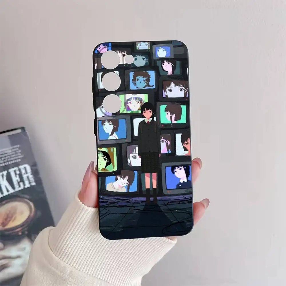 Seriële experimenten L-Lain telefoonhoesje voor Samsung Galaxy A73,72,51,53,52,71,22,5G,Note,J7,8,9 zachte zwarte cover