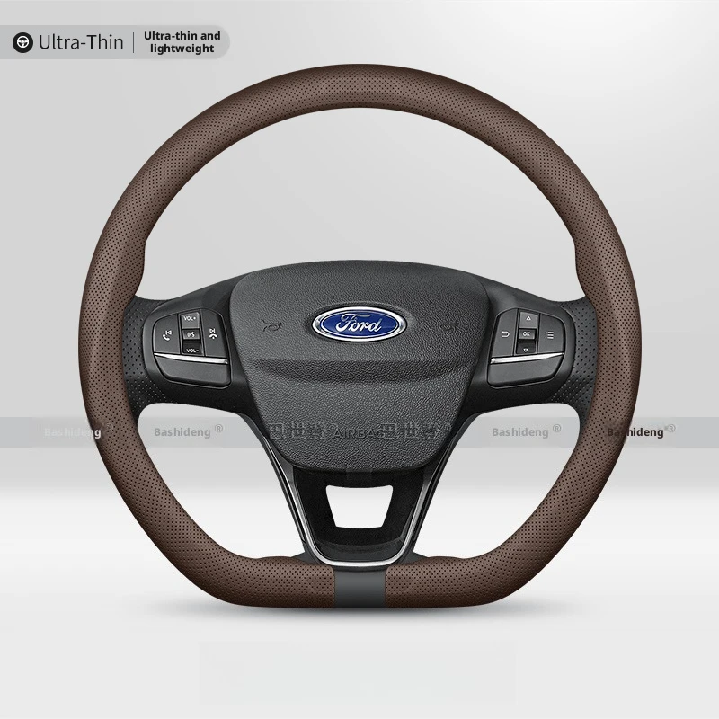 For Ford Ultra‑Thin Steering Wheel Cover Perforated Snug Fit Fit Explorer Kuga Edge F‑150 Mustang Ranger Escape Mach Auto Decor