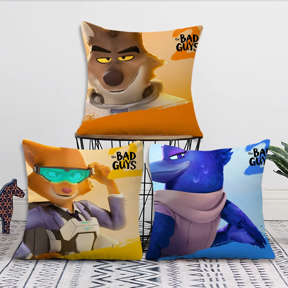 Cartoon Movie T-The Bad G-Guys 2 cushion cover Pillow Case Square Cushion Room Bedroom Headboard Sofa Living Backrest Nap Time