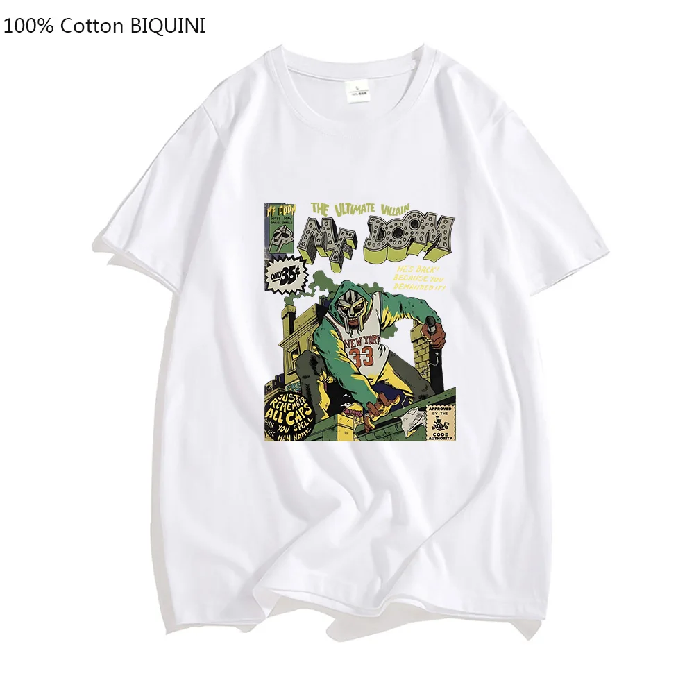 MF DOOM The Masked Man Fantasy T-shirts MEN Fashion American Anime Tshirts 100% Cotton Four Seasons T Shirts Casual Handsome Top