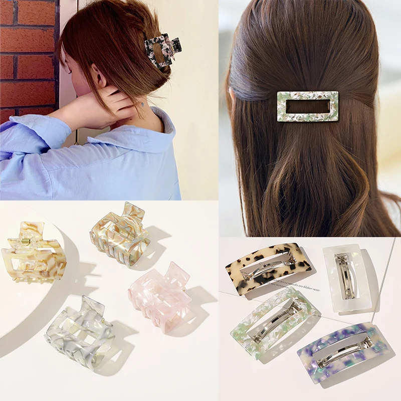 

Exquisite Vintage Acetate Geometric Leopard Print Hair Claws hairpin Barrettes for Women Girl Hair Accessorie Headwear